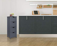 EUGAD 0122WY Mobiletto Grigio Cassettiera Armadietto Bagno Cucina Mobile a Colonna Salvaspazio in Legno