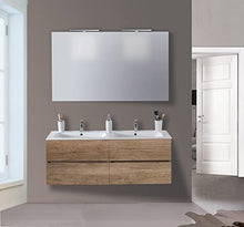 mazzoni Mobile da Bagno Sospeso 120cm Maiorca Light Doppia Vasca Noce Chiaro Frassinato