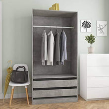 Tidyard Armadio Grigio Cemento 100x50x200 cm in Truciolato,2 Cassetti e 1 Ampio Scomparto