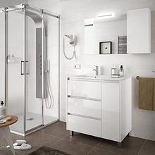 Salgar Arenys Set Mobile da Bagno, Truciolato, Bianco Lucido, Extra Grande