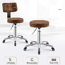 Sgabelli da Cucina con Ruote，Sgabello per Estetista con Nero Similpelle Posto a Sedere，Altezza Regolabile 70-85 cm，Capacità di Carico 160 kg，Sgabello Camera da Letto con Schienale Per Cucina, Elevato