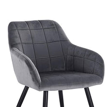 WOLTU BH93dgr-1 Poltroncina Camera da Letto in Velluto Grigio Scuro, Sedia Sala da Pranzo con Braccioli Gambe in Metallo