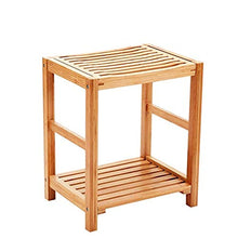 WANGFENG Sgabello Sedile Doccia in bambù con Ripiano, Panca da Bagno in Legno, Sgabello per Vasca Idromassaggio, Sedia da Spa Interna O Esterna