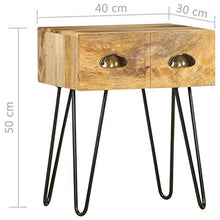 Festnight Comodino Camera da Letto Vintage in Legno Massello di Mango Comodino con 2 Cassetti,Tavolino da Salotto 40x30x50 cm
