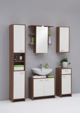 SB-Design Fresh B5 Pensile con specchio contenitore, 65x29x72 h cm, Castagno/Bianco