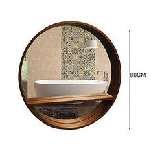 XIAOQIAO Specchio da Bagno con Ripiano Portaoggetti Specchio da toeletta Rotondo Nordico Specchio da Portico in Legno di Moda Semplice da Appendere, per vanità da Bagno