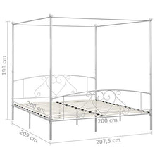 SKM Letto a Baldacchino Bianco in Metallo 200x200 cm