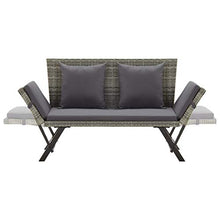 FAMIROSA Panchina da Giardino con Cuscini 176 cm in Polyrattan Grigio