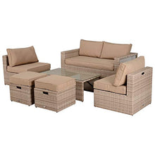 giordano shop Set Salotto da Giardino in Polyrattan Divano 2 Poltrone Miozzi Kore Cachi e Beige