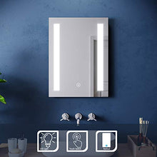 SIRHONA - Specchio a LED per bagno con illuminazione 60 x 45 cm, a specchio, da parete, per cosmetici