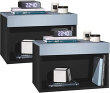elb Due Comodini Design sospesi o a Terra. Frontali in 12 Colori a Scelta. Anche con con luci a LED. Modello Giga (Denim Opaco)