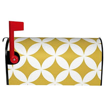 Classici cerchi geometrici in senape e bianco dal design unico per cassetta delle poste, copertura per cassetta delle poste, per giardino, giardino, cortile, dimensioni standard, 53 x 45 cm