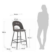 Kave Home - Sgabello Mahalia Grigio Scuro Altezza 65 cm