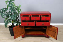 Yajutang Cassettiera cinese credenza 2 ante 5 cassetti rosso