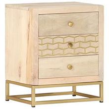vidaXL Comodino Oro 40x30x50 cm in Legno Massello di Mango