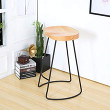 M-JH Sgabelli da Bar, Sgabelli da Bar Vintage da Cucina rustici con Struttura in Metallo Nero e Seduta in massello di Stile Industriale (Size : 65cm)