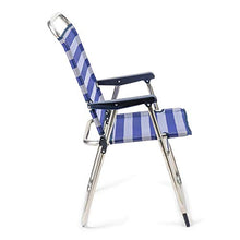 SOLENNY - Sedia da spiaggia pieghevole Marinera con schienale alto blu e bianco.