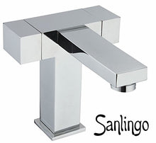 Sanlingo - Miscelatore cromato per lavabo con rubinetti cubici, stile moderno
