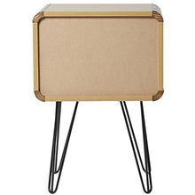 Comodino Buda con 1 cassetto, colore Quercia, gambe metalliche in nero