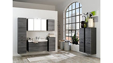 Held Möbel - Set di mobili da bagno Florida, larghezza 100 cm, 2 pezzi, colore: grafite, argento fumo