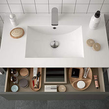 Yellowshop - Mobile Mobiletto da Bagno Sospeso in Legno Cm 100 Completo di Specchiera Lampada LED E Lavabo in Porcellana Arredo Modello Noja 1000