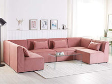 Beliani Moderno Divano 6 Posti Forma U in Velluto Colore Rosa Lemvig