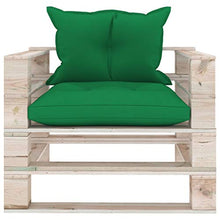vidaXL Divano da Giardino in Pallet con Cuscini Verdi in Legno di Pino
