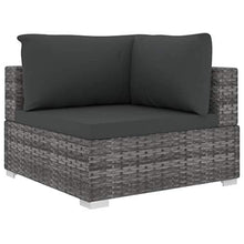 SKM Set Divani da Giardino 9 pz con Cuscini in Polyrattan Nero F