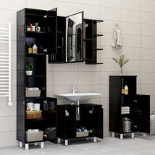 vidaXL Armadio da Bagno Nero Lucido 30x30x179 cm in Truciolato