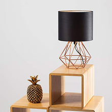 MiniSun - Lampada da Tavolo Moderna Scandinava- Base Originale a Forma di Gabbia in Rame con Paralume Nero - Illuminazione per Interni