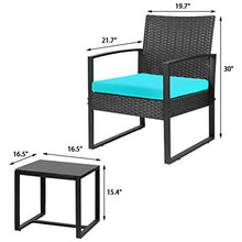 LUGEUK Cuscino per mobili da terrazza PE Rattan Tavern Sedia a 2 Pezzi, con Tavolo, 3 Pezzi
