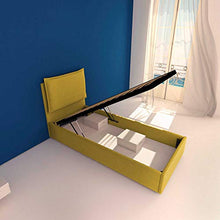 Baldiflex Letto Singolo con Contenitore Modello Licia in Tessuto, Rete a Doghe, per Materassi Singoli 80x190 cm, Testiera Finemente Imbottita, colore Melon
