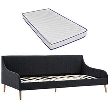 vidaXL Divano Letto con Materasso Memory Foam Imbottito Morbido Elegante Comodo Rete a Doghe Sofa Grigio Scuro in Tessuto Telaio in Legno