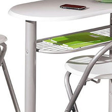 Inter Link Set Bar Tavolo e Sgabelli MDF, Bianco Lucido e Metallo ALU Grigio