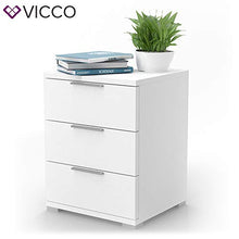 Vicco Comodino Bianco Tavolo da Notte Con 3 cassetti Comò cassettone