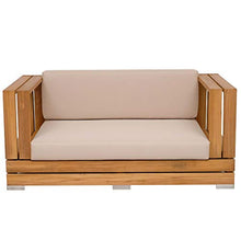 Teako Design Divano da esterno Korsika, 2 posti, in legno di teak, non trattato, resistente alle intemperie, da giardino