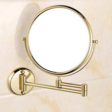 YYSDH - Specchio da parete per trucco, 20,3 cm, girevole a due facce, allungabile, pieghevole, per bagno, rasatura, cosmetico, trucco, ingrandimento 5X/1x, dorato