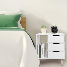 Comodino Changor, utilizzabile come comodino compatto con design a scomparsa, tavolino in truciolato (bianco)