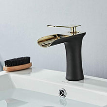 Leekayer Rubinetti per lavandini bagno Miscelatore Monocomando per Lavabo Rubinetto Bagno Lavabo Miscelatore nero/oro Cromato Cascata Durevole Rubinetto