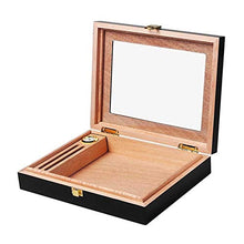 Auoeer Cigar Box Legno di Cedro visualizzazione della Casella di Windows Cigar Humidor Mini Piano Portatile con Display Box