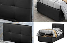 SARDAMATERASSI Letto singolo con box contenitore similpelle nero dark elegante e moderno + materasso memory altezza 20 cm + guanciale omaggio