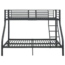 Tidyard Letto a Castello Nero in Metallo 140x200 cm/90x200 cm,Include Barre di Sicurezza e Scala Protetta