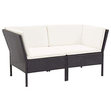 UnfadeMemory Set Divani da Giardino 6 pz con Cuscini in Polyrattan Nero