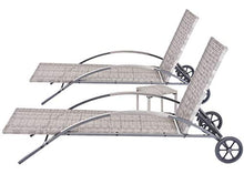 Mendler Set 2X lettini Regolabili da Esterno HWC-E27 polyrattan Grigio con Cuscino Grigio Scuro