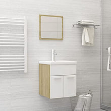 vidaXL Set Mobili da Bagno 2 pz Bianco e Rovere Sonoma in Truciolato
