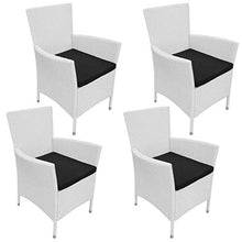 FAMIROSA Sedie da Giardino 4 pz con Cuscini in Polyrattan Bianco Crema