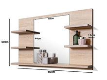 DOMTECH - Specchio da bagno con mensole, in rovere