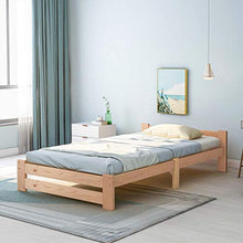 Letto in legno massiccio con testiera e rete a doghe, naturale (200 x 90 cm)
