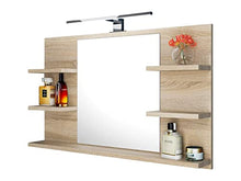 Specchio da bagno con ripiani in rovere Sonoma con illuminazione a LED