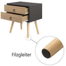 EUGAD Comodino da Letto con Due Cassetti Tavolino Grigio Moderno Comodino Piccolo da Camera Gambe in Legno Massello 0062ZZ